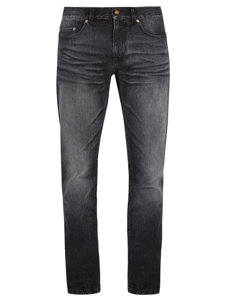 Saint Laurent Je T'aime-embroidered Faded Skinny Jeans