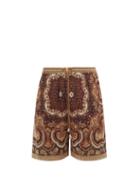 Matchesfashion.com Nanushka - Doxxi Paisley-print Twill Shorts - Mens - Brown Multi