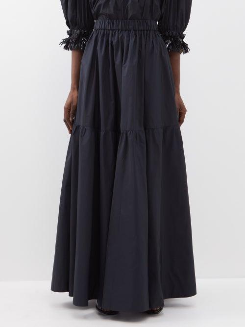 Biyan - Nicole Banded Taffeta Maxi Skirt - Womens - Black