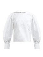 Matchesfashion.com Isabel Marant Toile - Wona Broderie Anglaise Cotton Blouse - Womens - White