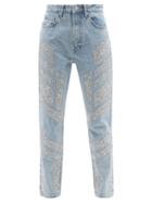 Germanier - Embellished High-rise Straight-leg Jeans - Womens - Light Denim