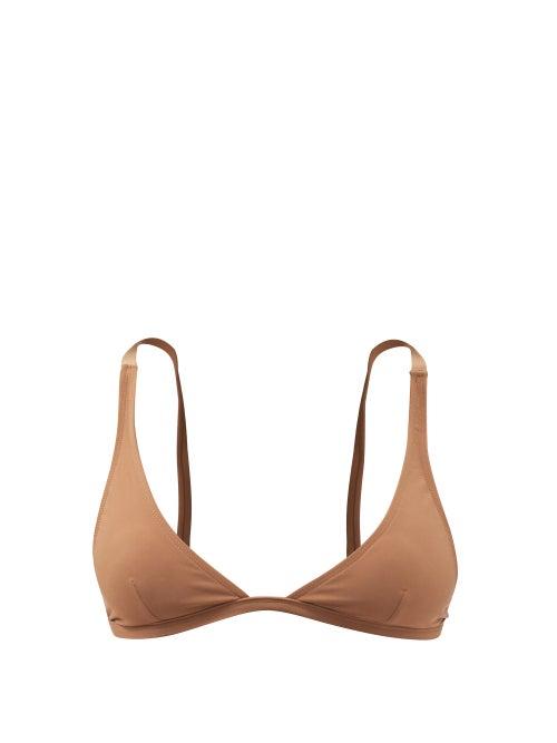 Ladies Beachwear Totme - Recycled-fibre Triangle Bikini Top - Womens - Light Brown
