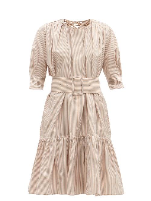 Matchesfashion.com Chlo - Floral-embroidered Gathered Cotton-poplin Dress - Womens - White