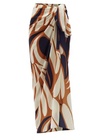 Cala De La Cruz - Amelia Leaf-print Sarong - Womens - Brown Multi