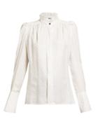 Matchesfashion.com Isabel Marant - Lamia Silk Blend Blouse - Womens - White Multi