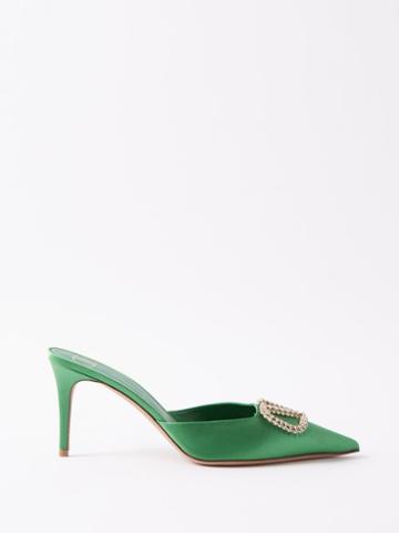 Valentino Garavani - V-logo 80 Satin Mules - Womens - Green