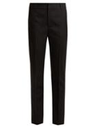 Matchesfashion.com Saint Laurent - Mid Rise Slim Leg Wool Gabardine Trousers - Womens - Black