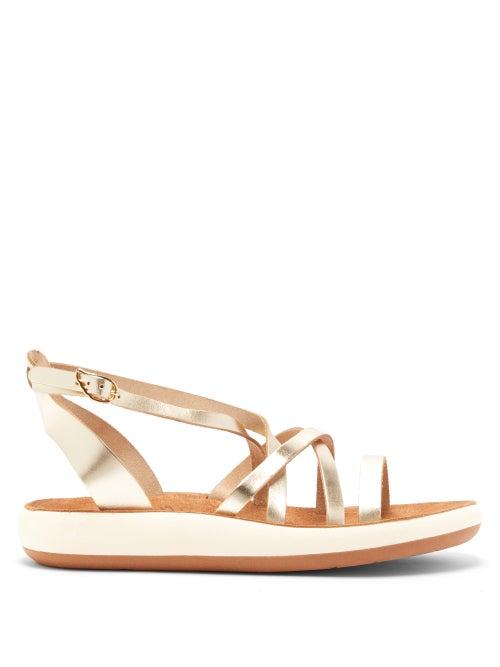 Matchesfashion.com Ancient Greek Sandals - Delia Leather Flatform Sandals - Womens - Gold