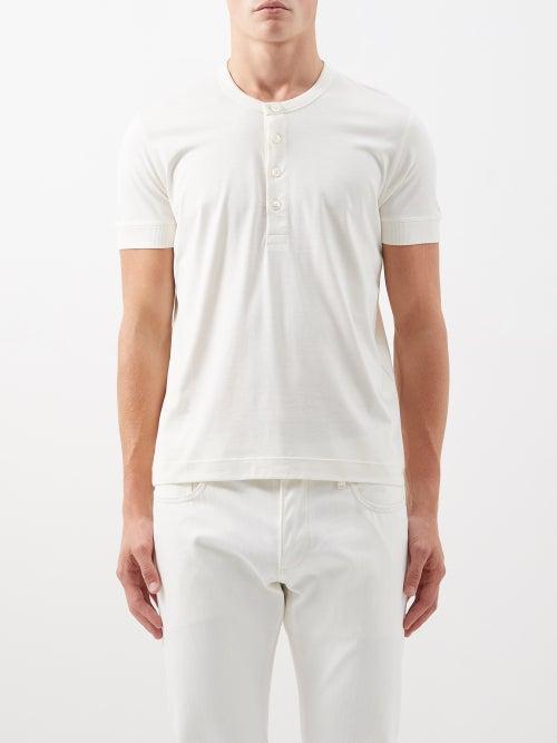Tom Ford - Silk-blend Jersey Henley T-shirt - Mens - White