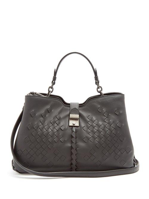 Matchesfashion.com Bottega Veneta - Napoli Medium Intrecciato Leather Bag - Womens - Black