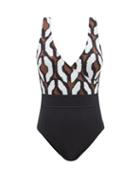 Matchesfashion.com Max Mara Beachwear - Nalut Swimsuit - Womens - Brown Print