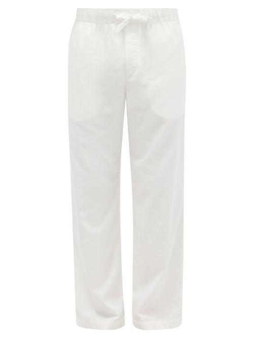 Matchesfashion.com Tekla - Drawstring Organic-cotton Flannel Pyjama Trousers - Mens - Cream