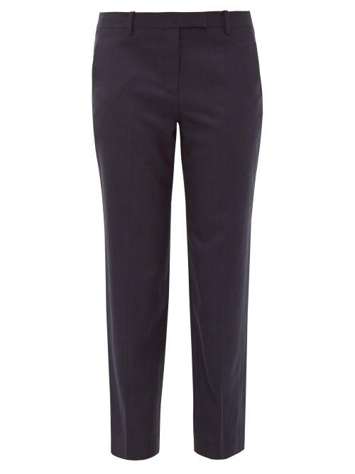 Matchesfashion.com The Row - Clark Cropped Wool Twill Trousers - Womens - Navy