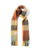 Acne Studios - Checked Fringed Scarf - Womens - Brown Multi