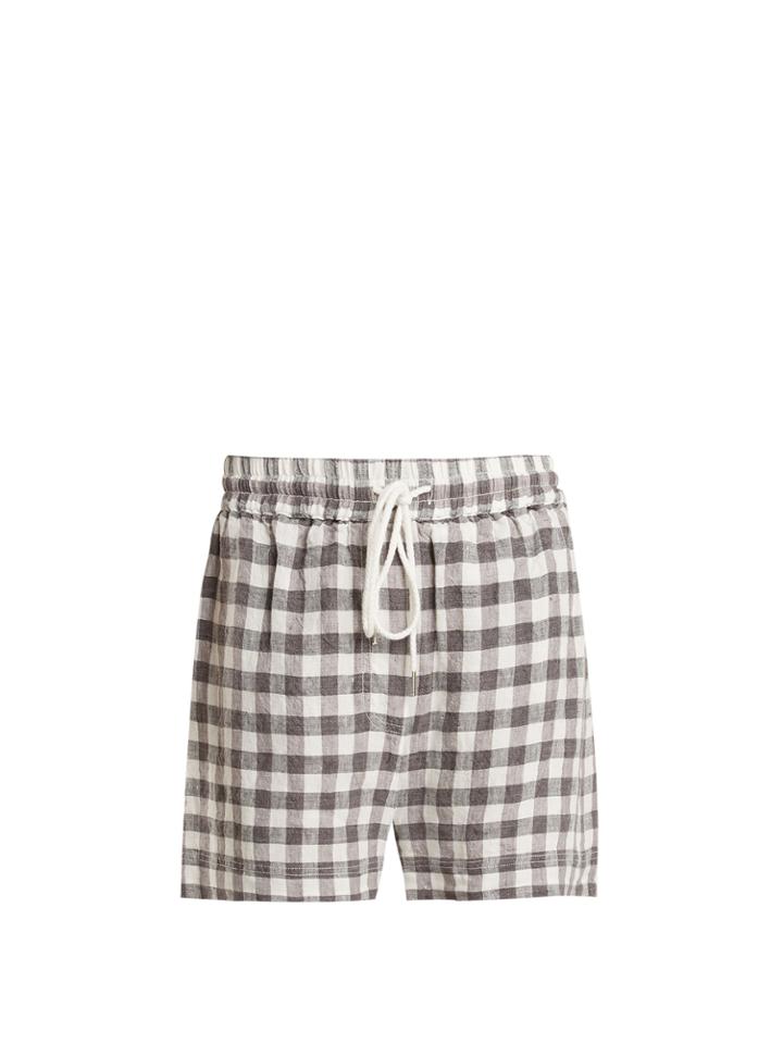 Lee Mathews Edith Gingham Drawstring Linen Shorts
