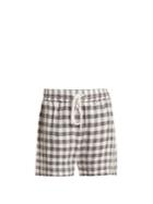 Lee Mathews Edith Gingham Drawstring Linen Shorts