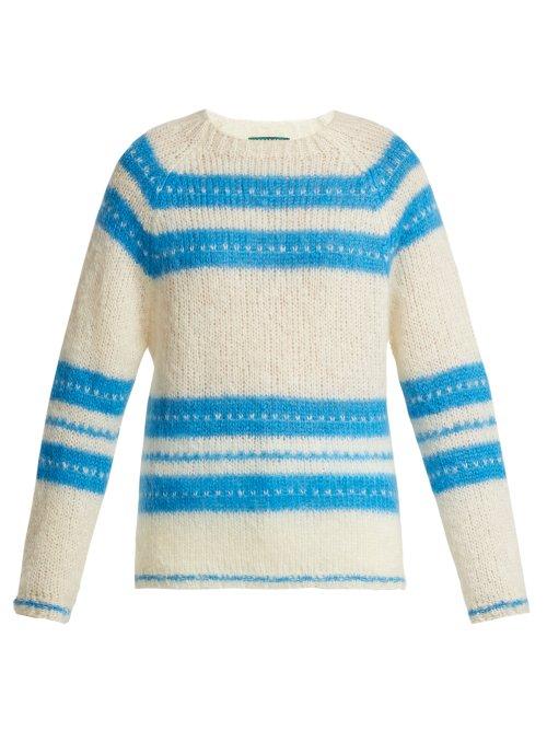 Matchesfashion.com Alexachung - Striped Mohair Blend Sweater - Womens - White Multi