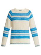 Matchesfashion.com Alexachung - Striped Mohair Blend Sweater - Womens - White Multi