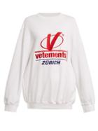 Matchesfashion.com Vetements - Logo Embroidered Cotton Blend Sweatshirt - Womens - White
