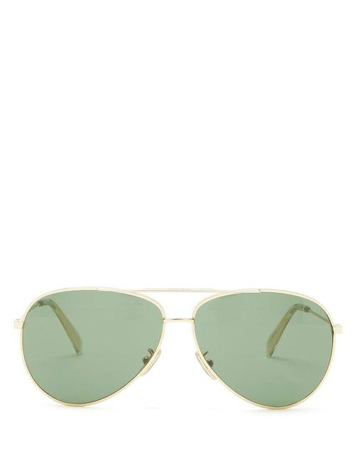 Mens Eyewear Celine Eyewear - Aviator Metal Sunglasses - Mens - Gold