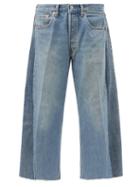 Matchesfashion.com B Sides - Lasso Upcycled Cropped Relaxed-leg Jeans - Womens - Denim