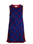Matchesfashion.com Gucci - Gg Jacquard Cotton Towelling Dress - Womens - Blue