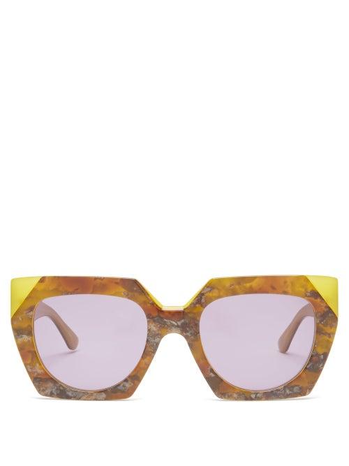 Matchesfashion.com Ganni - Cat Eye Double Layered Acetate Sunglasses - Womens - Multi