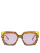 Matchesfashion.com Ganni - Cat Eye Double Layered Acetate Sunglasses - Womens - Multi