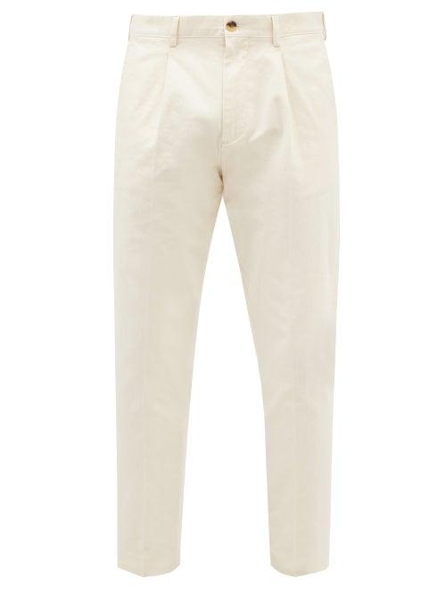 Paul Smith - Pleated Cotton-blend Twill Chinos - Mens - Cream