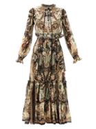 Matchesfashion.com Etro - Catria Paisley-print Tiered Silk-chiffon Dress - Womens - Grey Multi