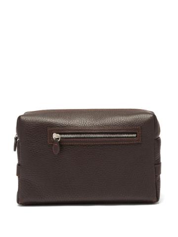 F. Hammann - Grained-leather Wash Bag - Mens - Dark Brown