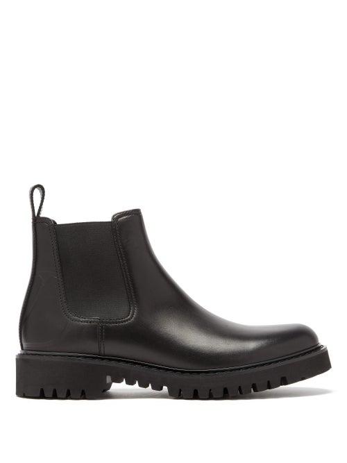 Matchesfashion.com Valentino - V Logo Debossed Leather Chelsea Boots - Mens - Black