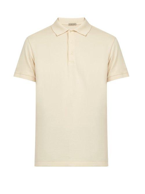 Matchesfashion.com Bottega Veneta - Intrecciato Cotton Polo Shirt - Mens - Cream