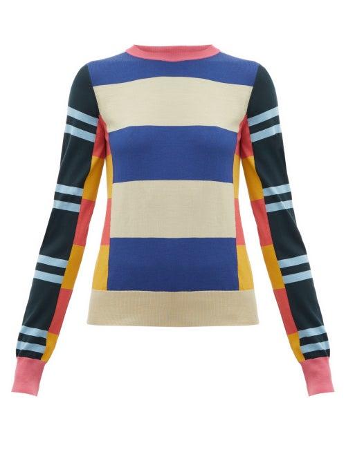 Matchesfashion.com Colville - Striped Wool Sweater - Womens - Blue Multi