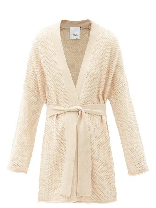 Matchesfashion.com Allude - Belted Wool-blend Cardigan - Womens - Beige