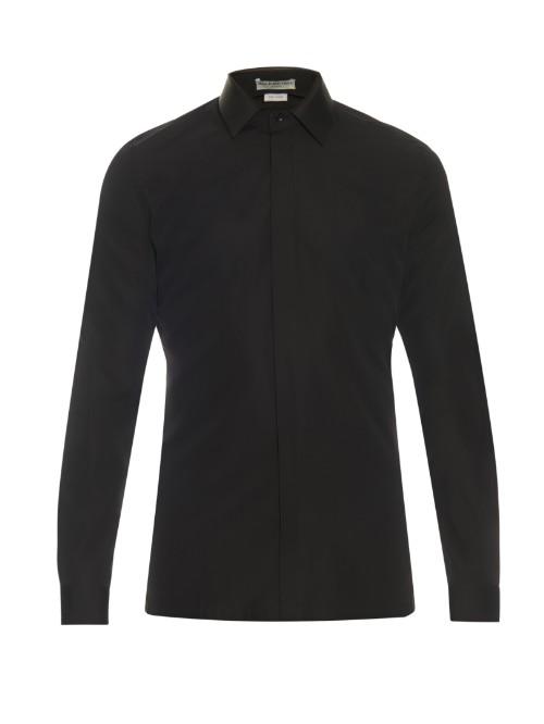 Balenciaga Leather Collar Cotton-poplin Shirt