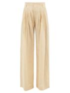 Chlo - Wide-leg Pleated Linen-voile Trousers - Womens - Beige