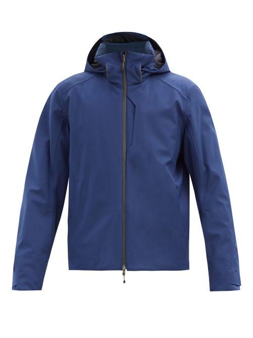 Matchesfashion.com Sease - Armada Hooded Waterproof Wool-blend Jacket - Mens - Blue