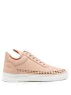 Filling Pieces Perforated Down Low-top Leather Trainers