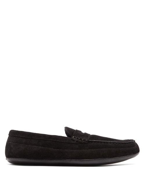 Matchesfashion.com Grenson - Sly Suede Penny Slippers - Mens - Black