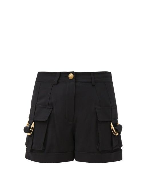 Matchesfashion.com Balmain - Patch-pocket High-rise Twill Shorts - Womens - Black