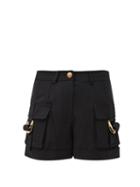 Matchesfashion.com Balmain - Patch-pocket High-rise Twill Shorts - Womens - Black