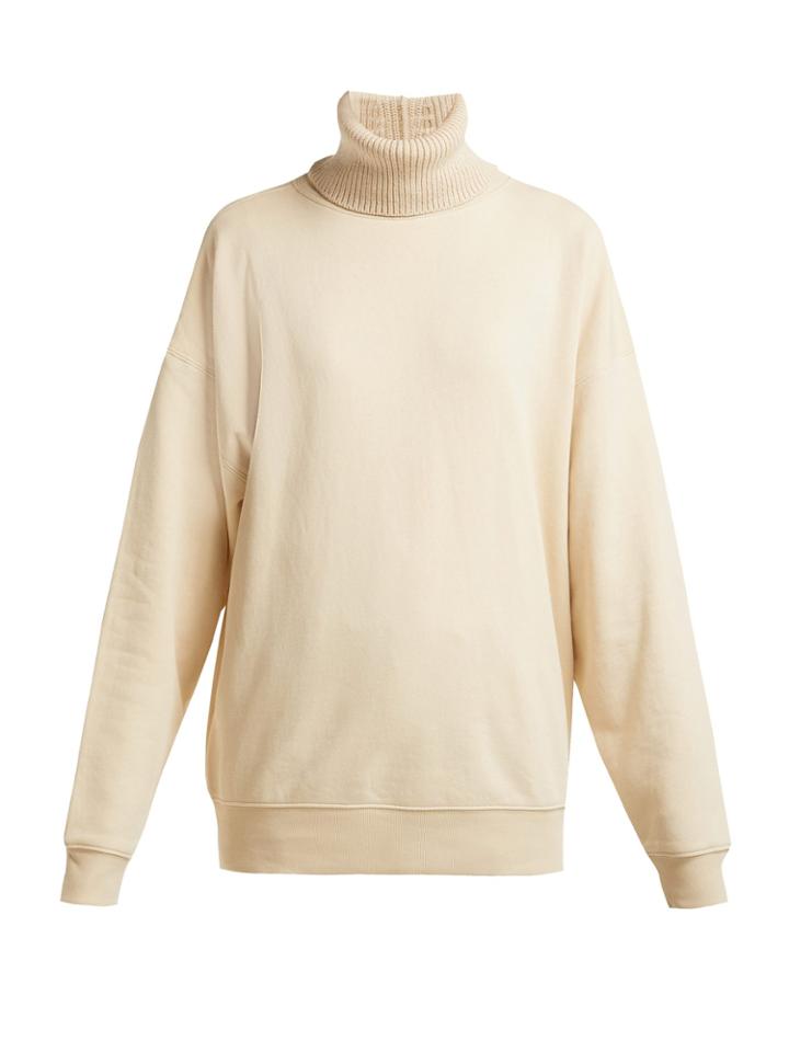 Helmut Lang Contrast Roll-neck Cotton-jersey Sweatshirt