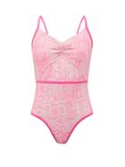 Matchesfashion.com Adidas By Stella Mccartney - Gathered Snake-print Swimsuit - Womens - Pink Print