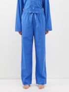 Tekla - Drawstring Organic-cotton Pyjama Trousers - Womens - Blue