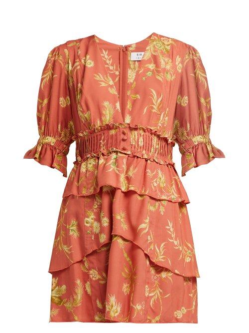 Matchesfashion.com Sir - Florentine Floral Print Silk Mini Dress - Womens - Red