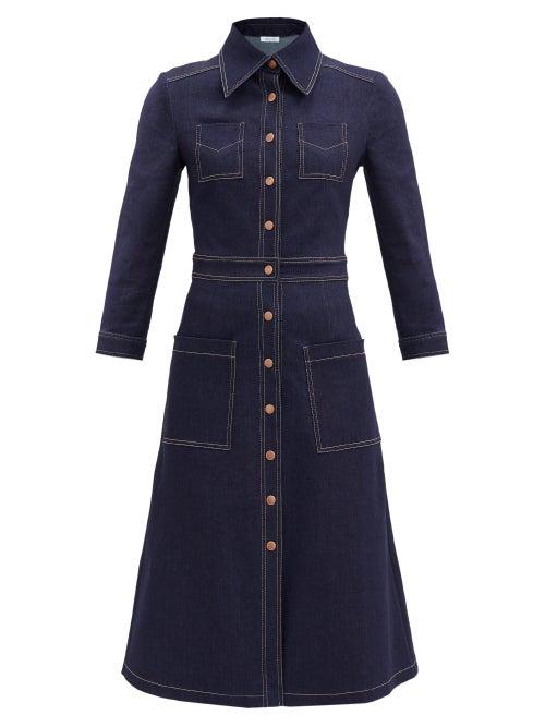 Matchesfashion.com Vika 2.0 - Cropped-sleeve Recycled-cotton Denim Dress - Womens - Denim