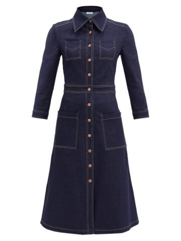 Matchesfashion.com Vika 2.0 - Cropped-sleeve Recycled-cotton Denim Dress - Womens - Denim