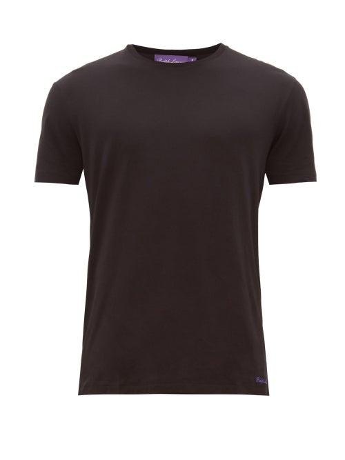 Matchesfashion.com Ralph Lauren Purple Label - Logo Embroidered Pima Cotton Lisle T Shirt - Mens - Black