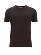 Matchesfashion.com Ralph Lauren Purple Label - Logo Embroidered Pima Cotton Lisle T Shirt - Mens - Black